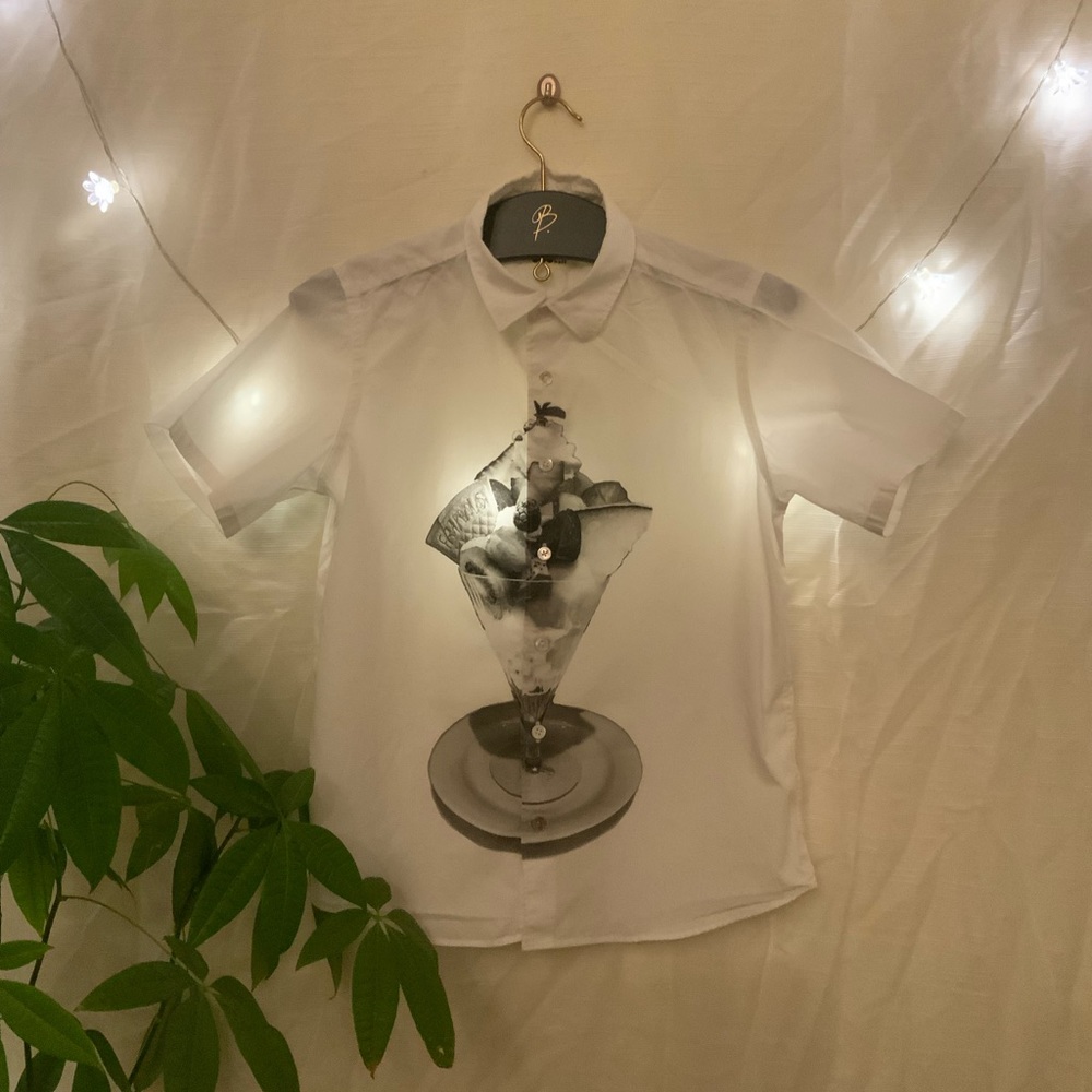 Black and White Sundae Collard Shirt (Frap Bois half)